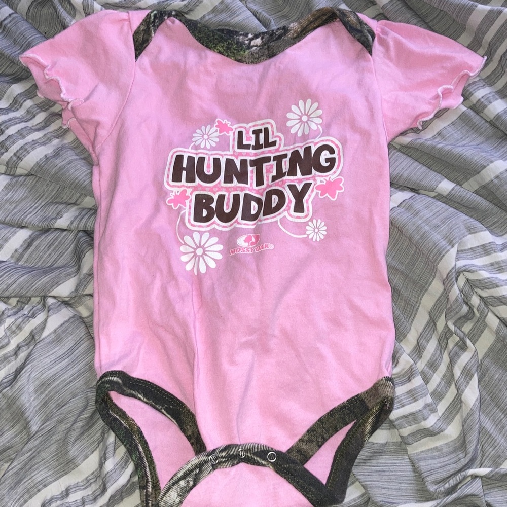 Mossy Oak Lil Hunting Buddy Pink Onesie